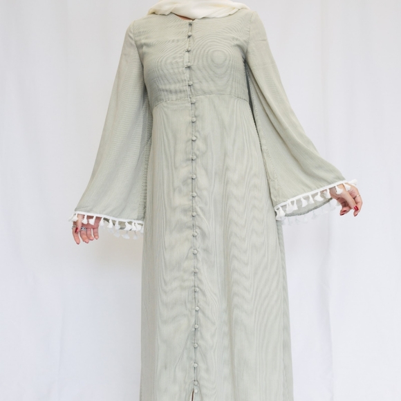 Lightweight Fringe Sleeve Striped Maxi Dress - Picture 4 of 4